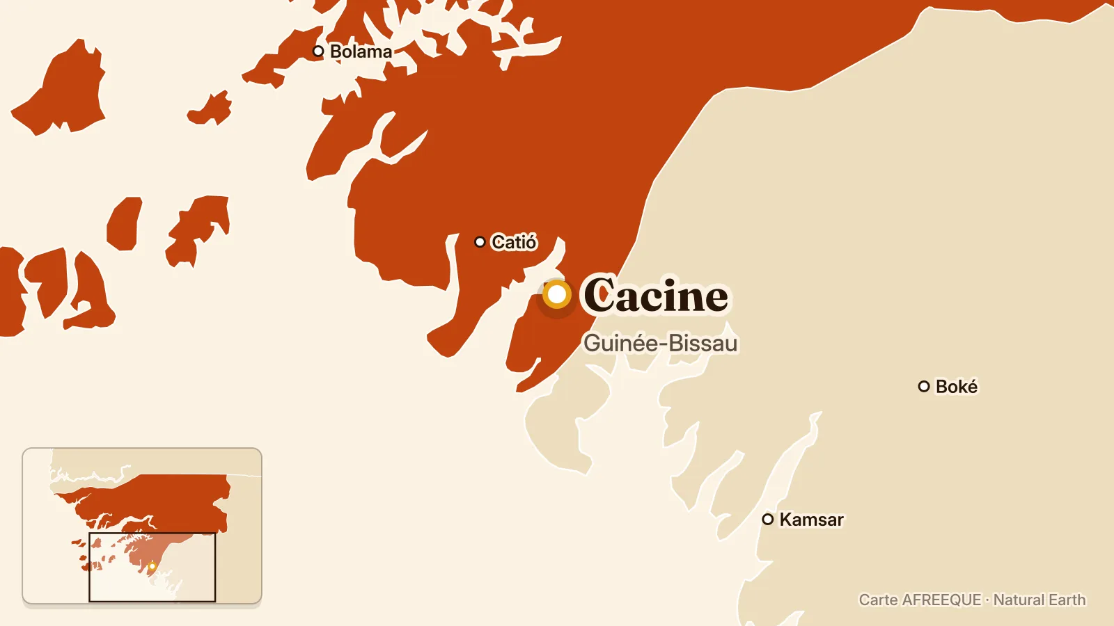 Carte : Cacine, Guinée-Bissau