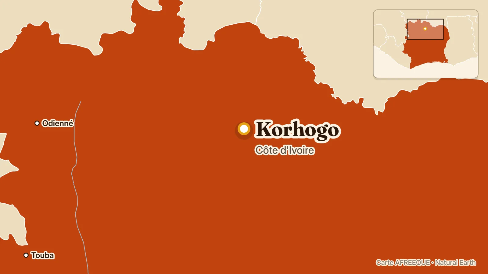 Carte : Korhogo, Côte d'Ivoire