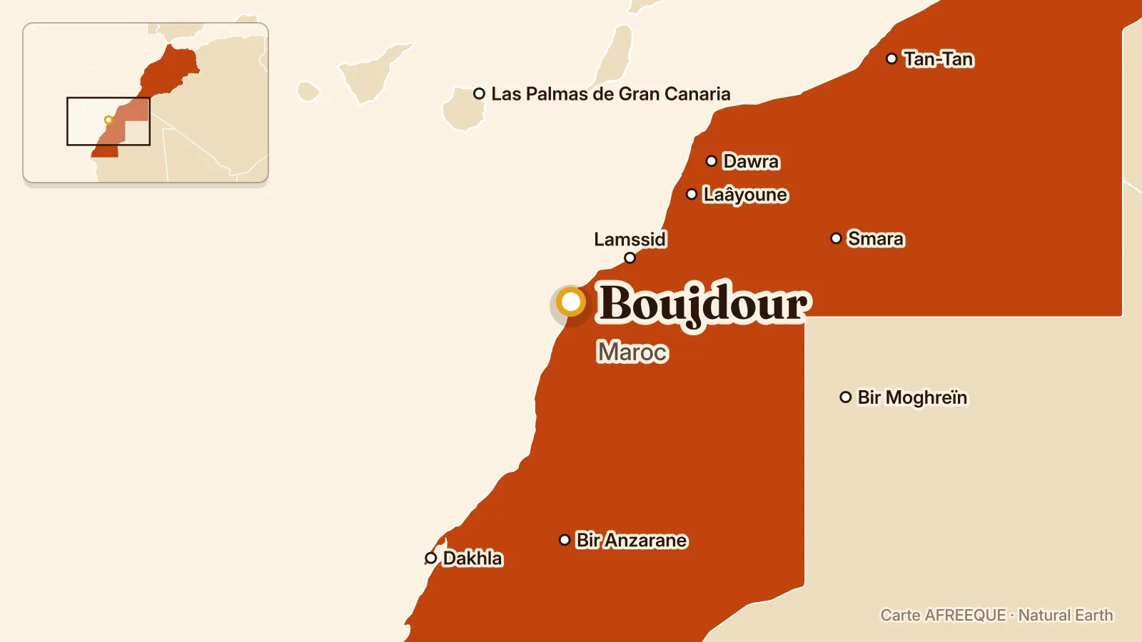 Carte : Boujdour, Maroc