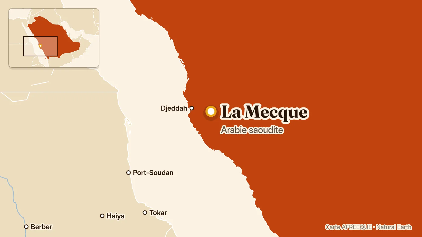 Carte : La Mecque, Arabie saoudite