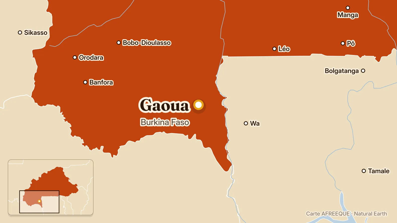 Carte : Gaoua, Burkina Faso