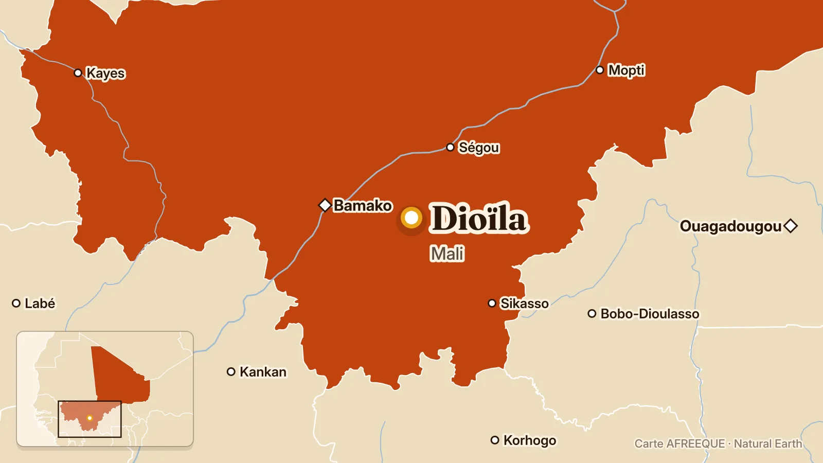 Carte : Dioïla, Mali