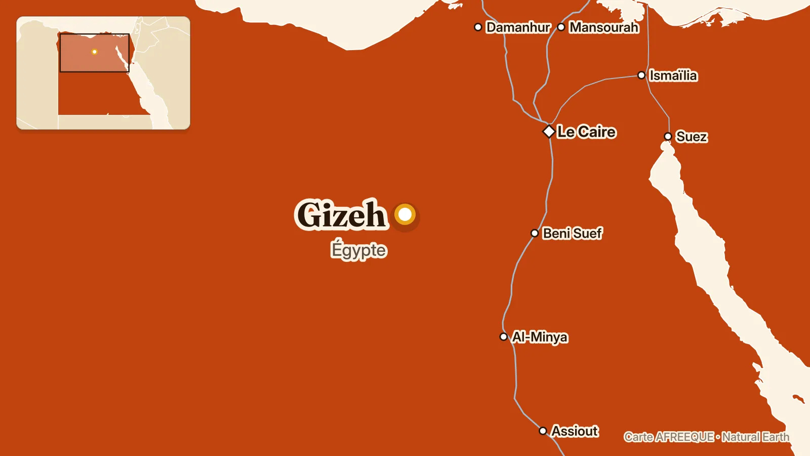 Carte : Gizeh, Égypte