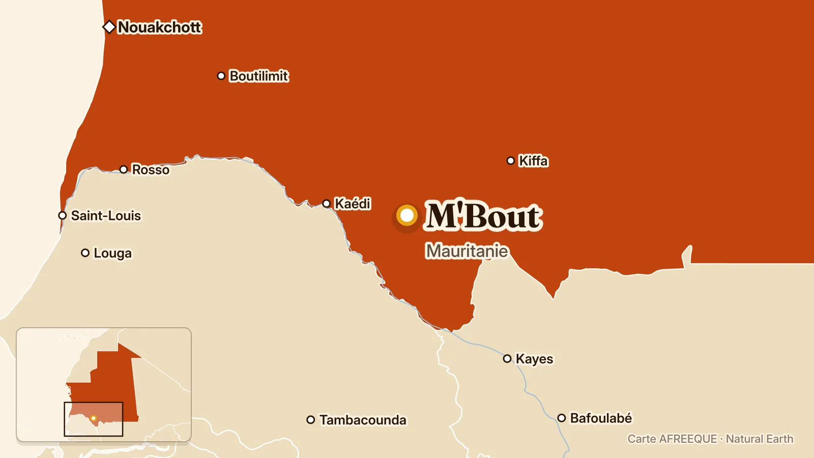 Carte : M'Bout, Mauritanie
