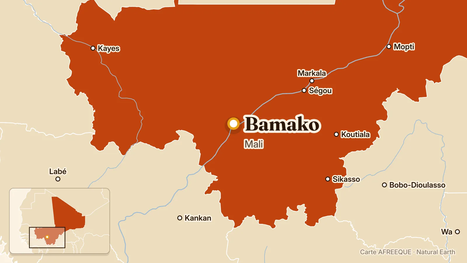 Carte : Bamako, Mali