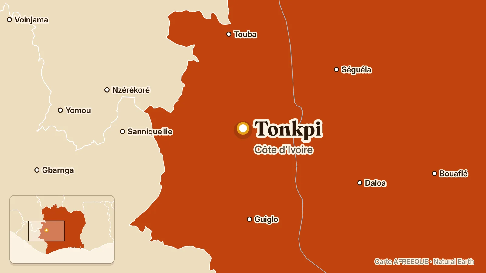 Map: Tonkpi, Ivory Coast