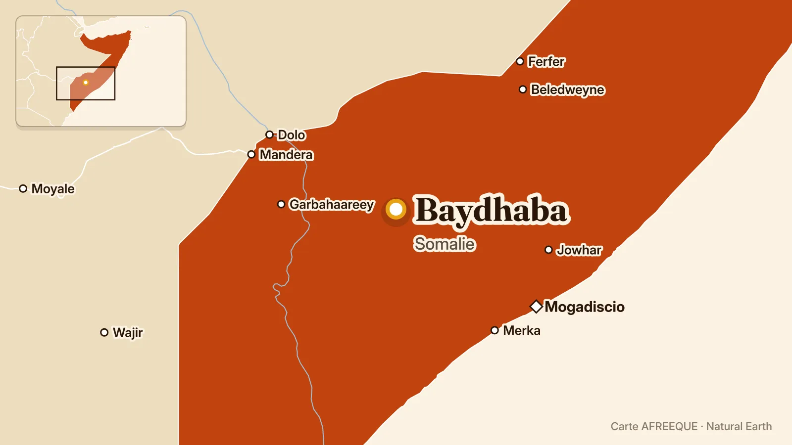 Carte : Baydhaba, Somalie