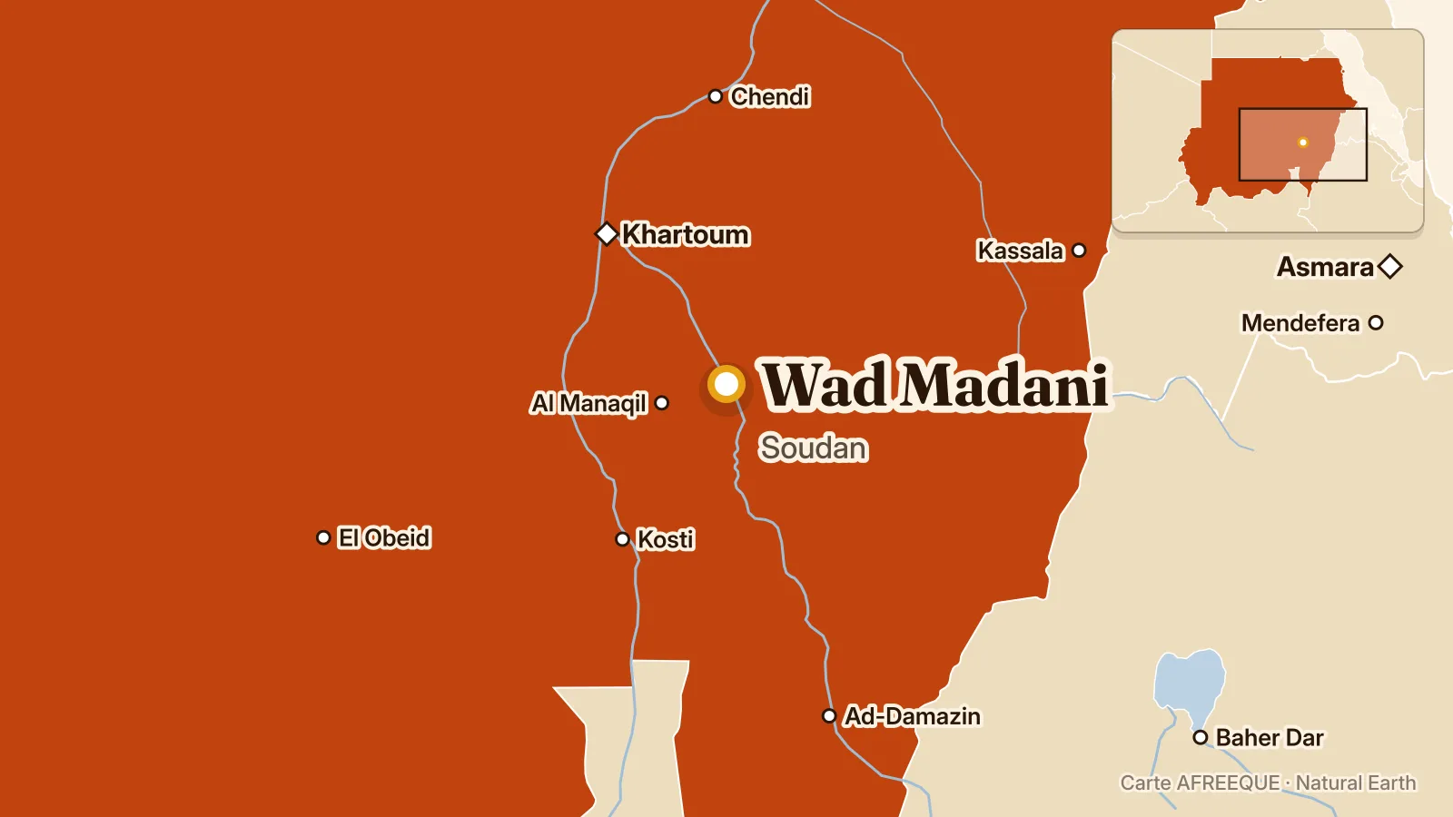 Carte : Wad Madani, Soudan