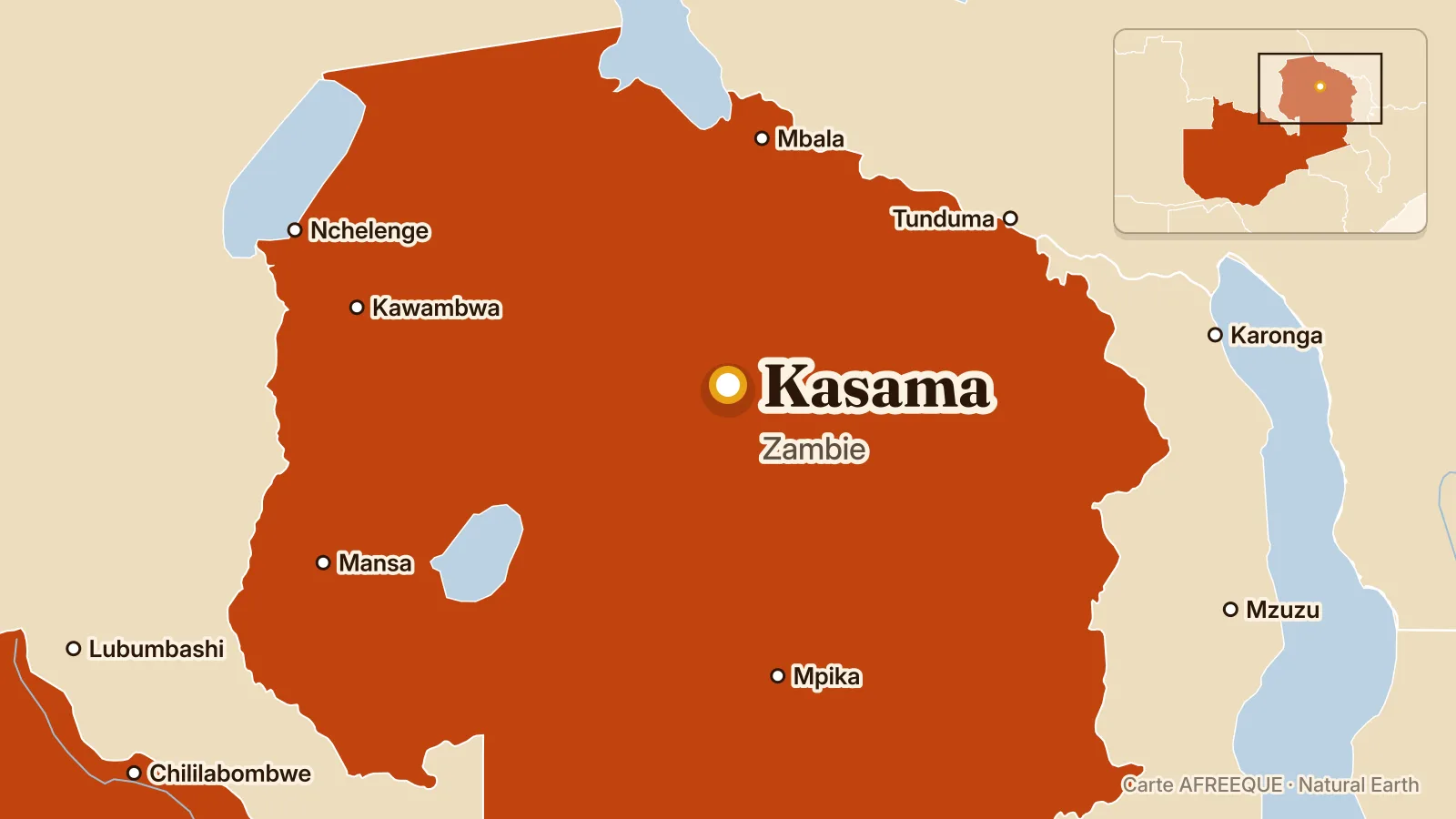 Carte : Kasama, Zambie