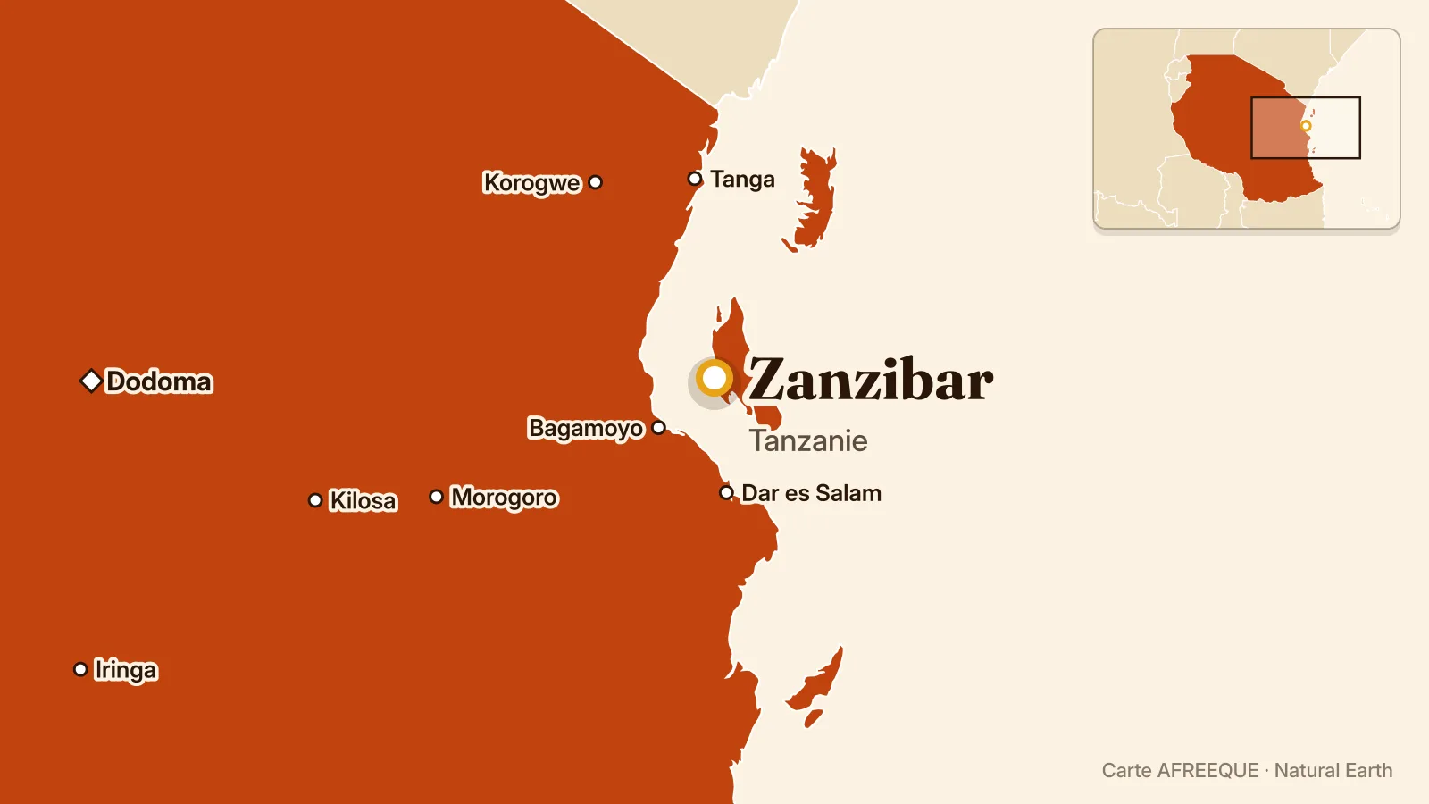 Carte : Zanzibar, Tanzanie