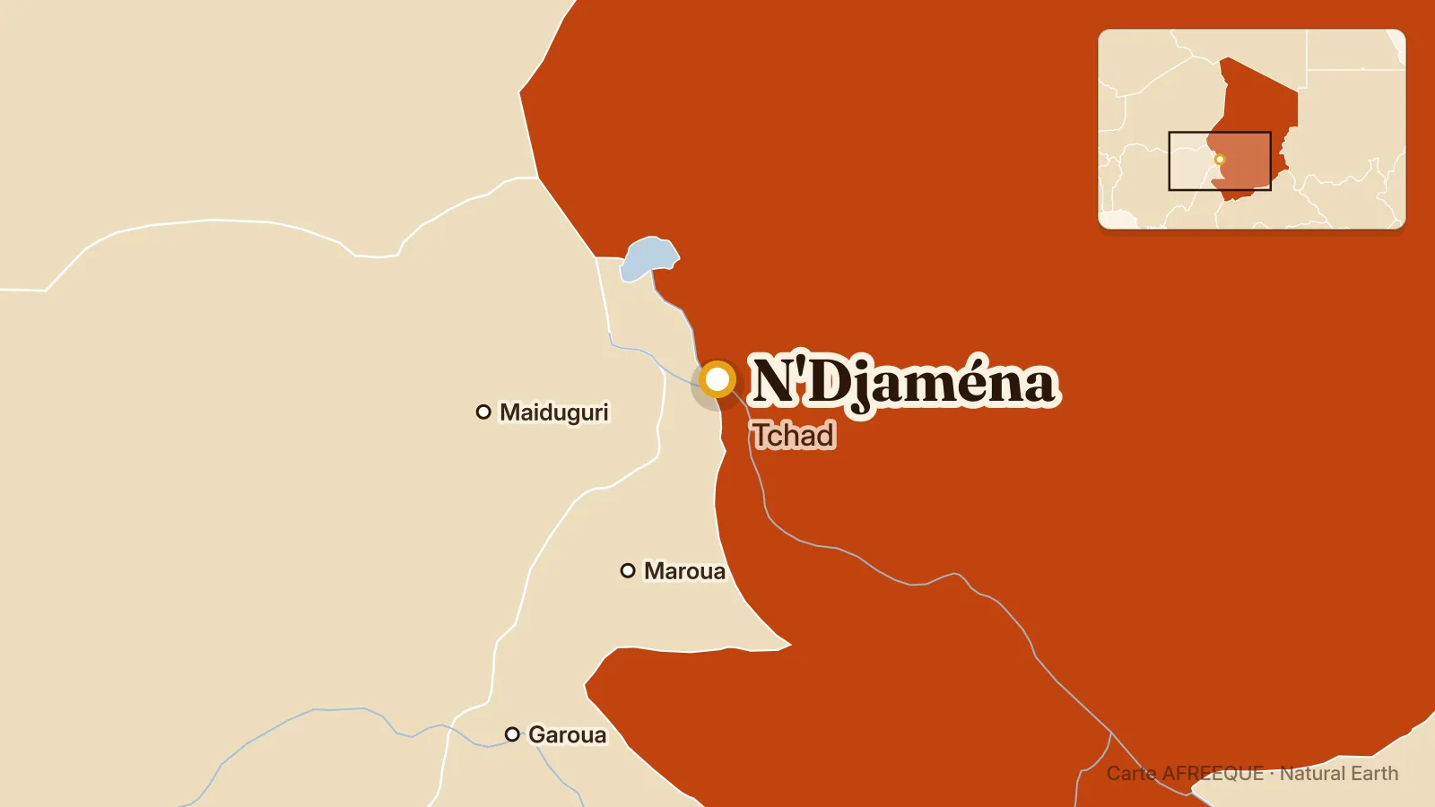 Carte : N'Djaména, Tchad