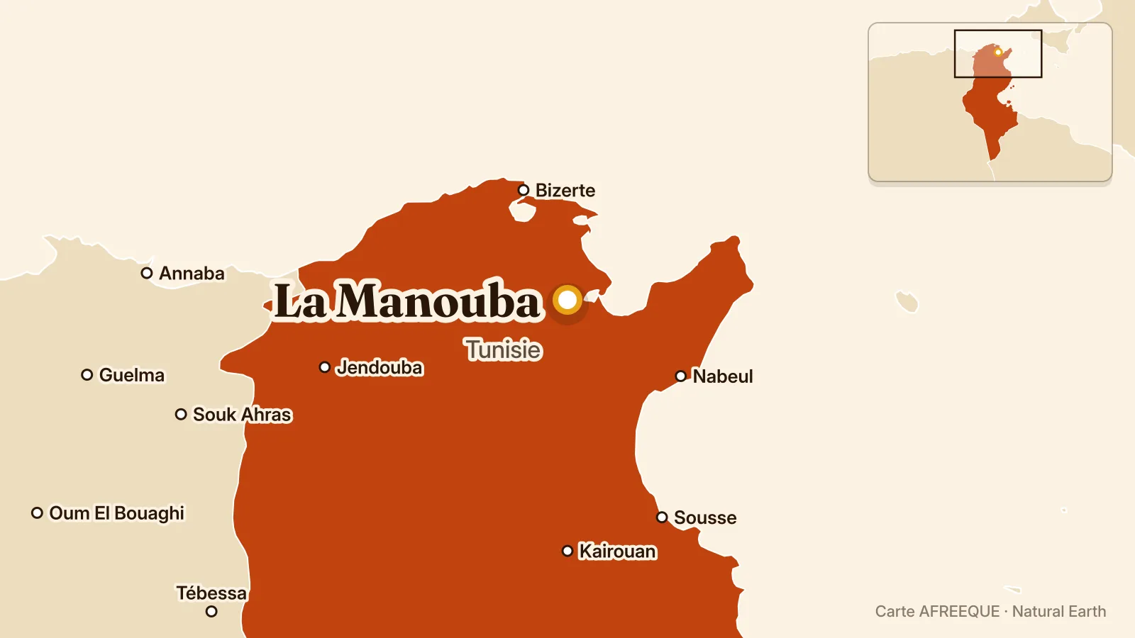 Carte : La Manouba, Tunisie
