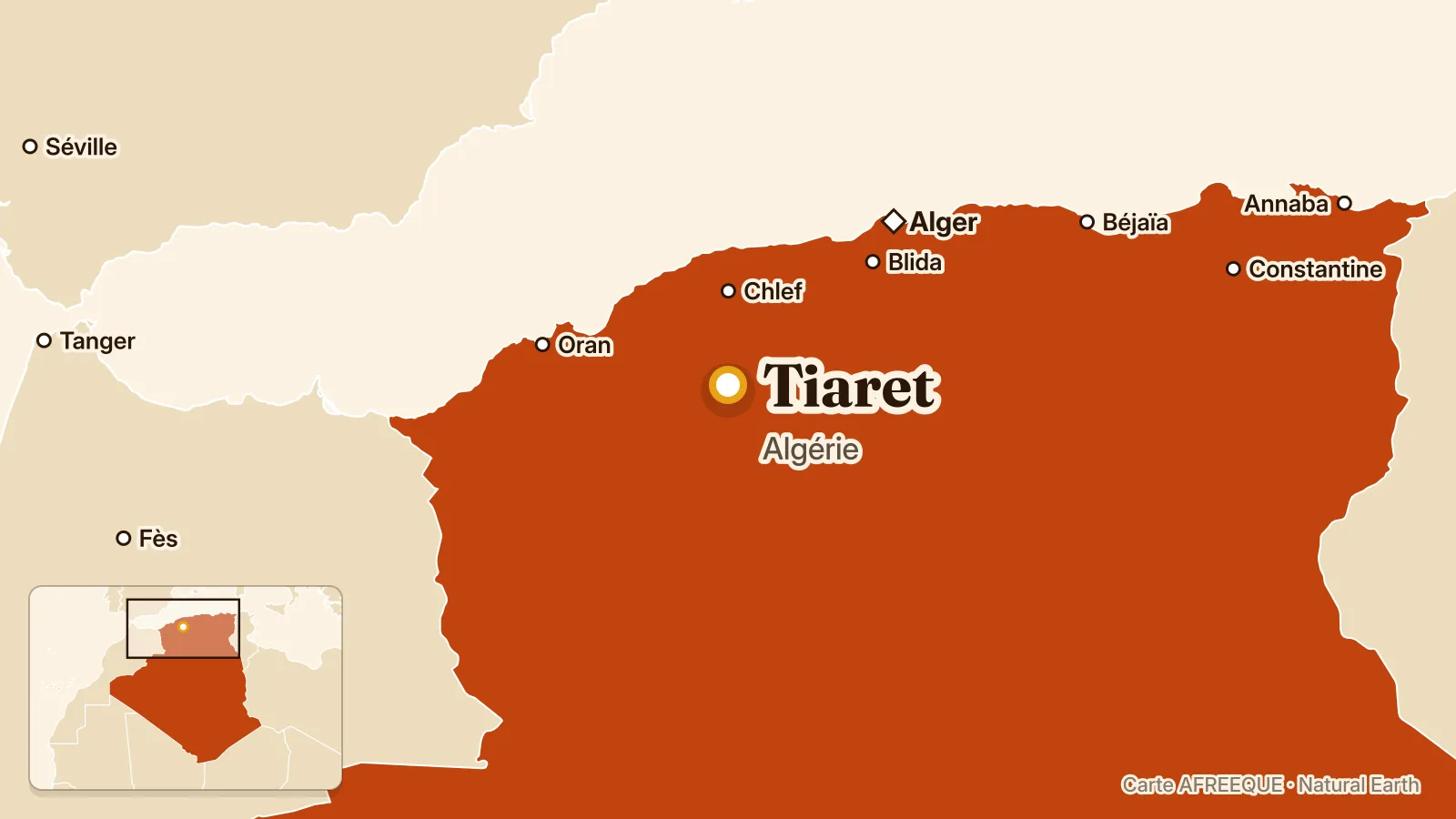 Carte : Tiaret, Algérie