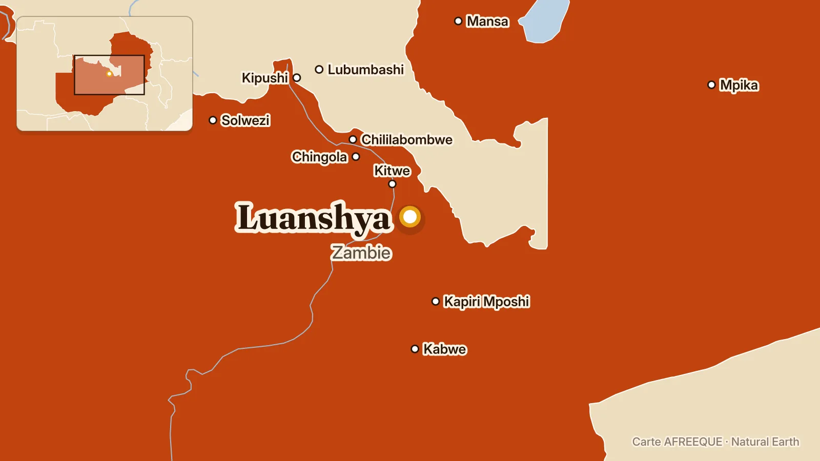 Carte : Luanshya, Zambie