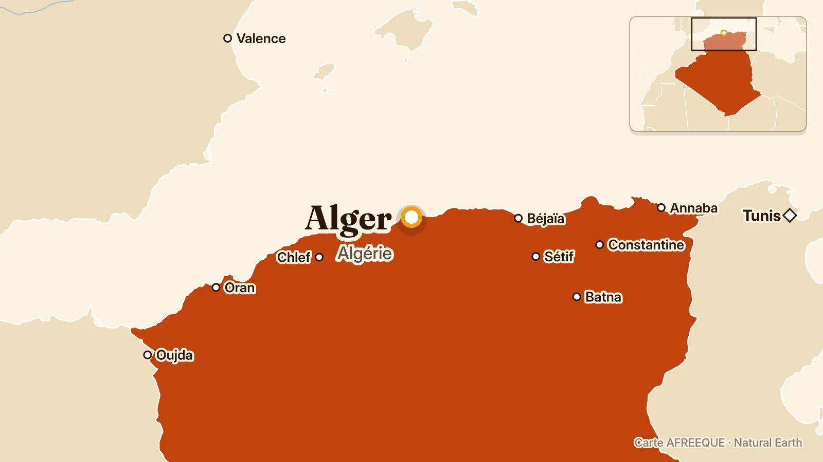 Carte : Alger, Algérie
