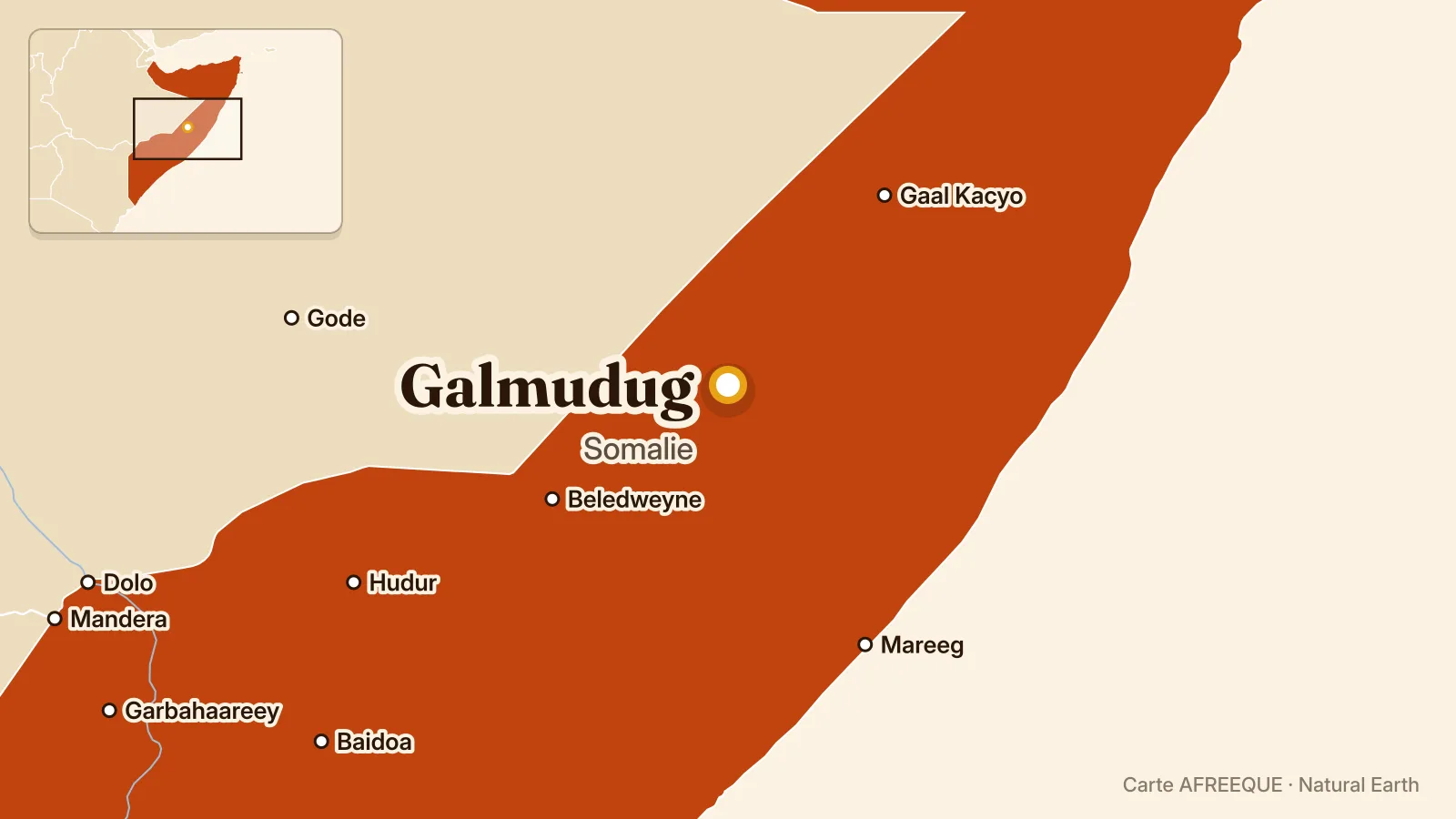 Carte : Galmudug, Somalie