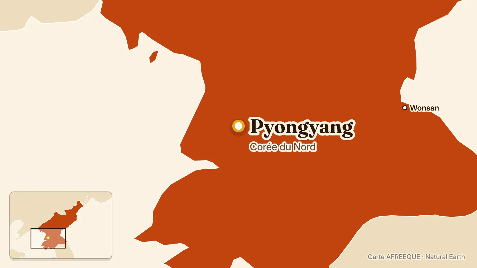 Carte : Pyongyang, Corée du Nord