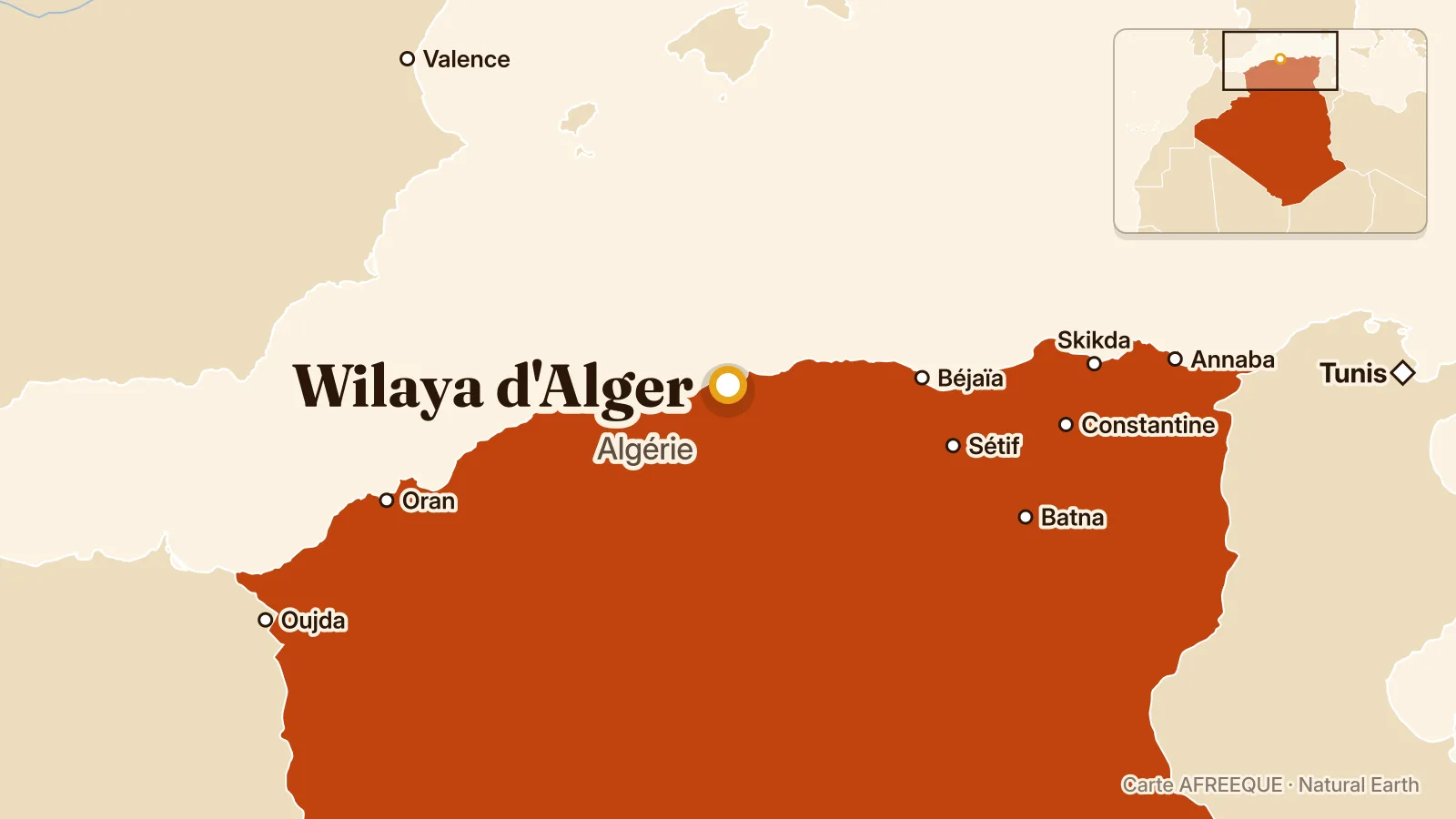 Carte : Wilaya d'Alger, Algérie