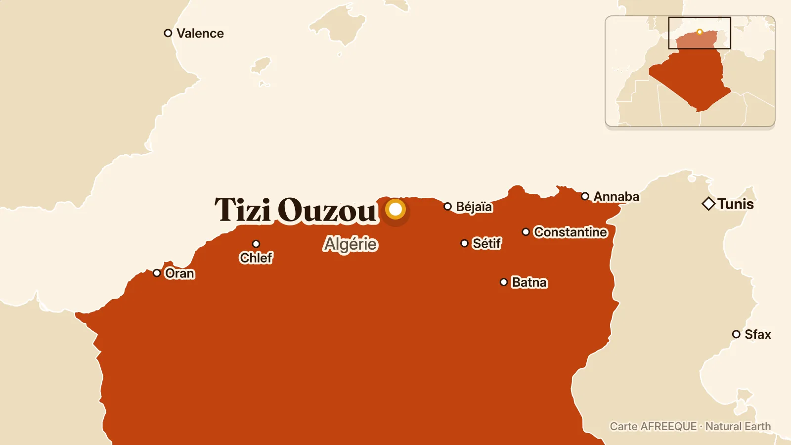 Carte : Tizi Ouzou, Algérie