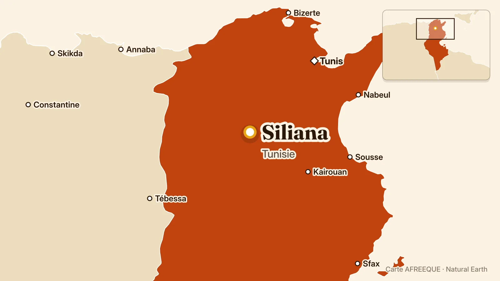 Carte : Siliana, Tunisie