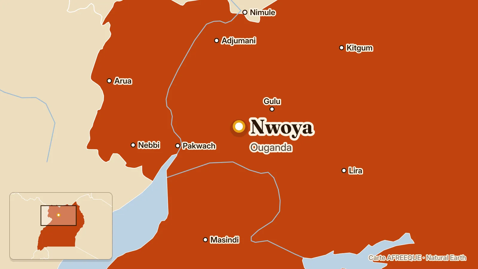 Carte : Nwoya, Ouganda
