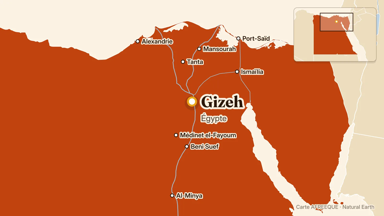Carte : Gizeh, Égypte