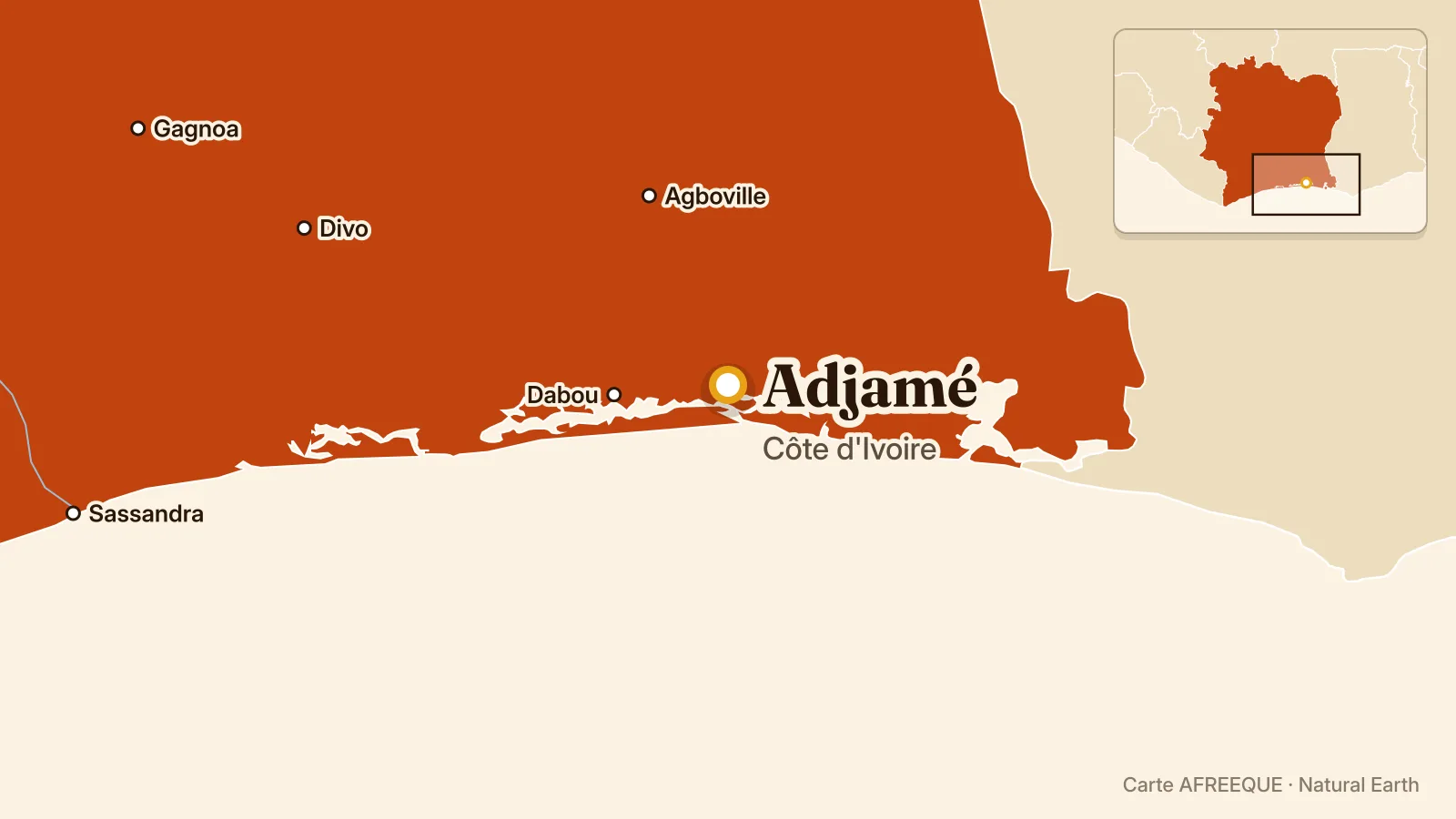 Carte : Adjamé, Côte d'Ivoire
