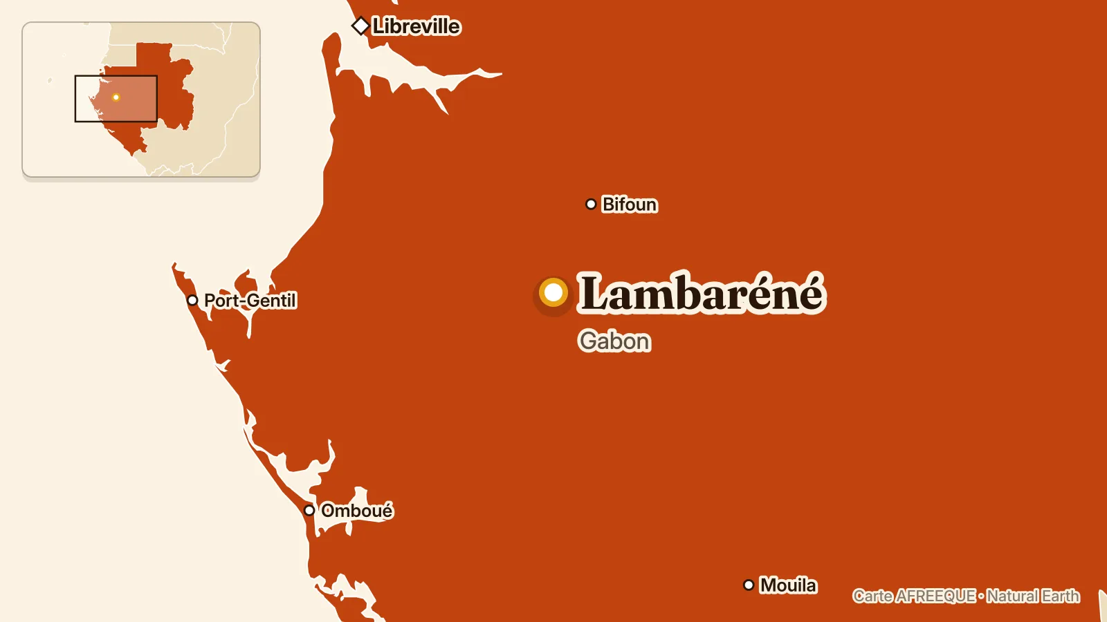 Carte : Lambaréné, Gabon