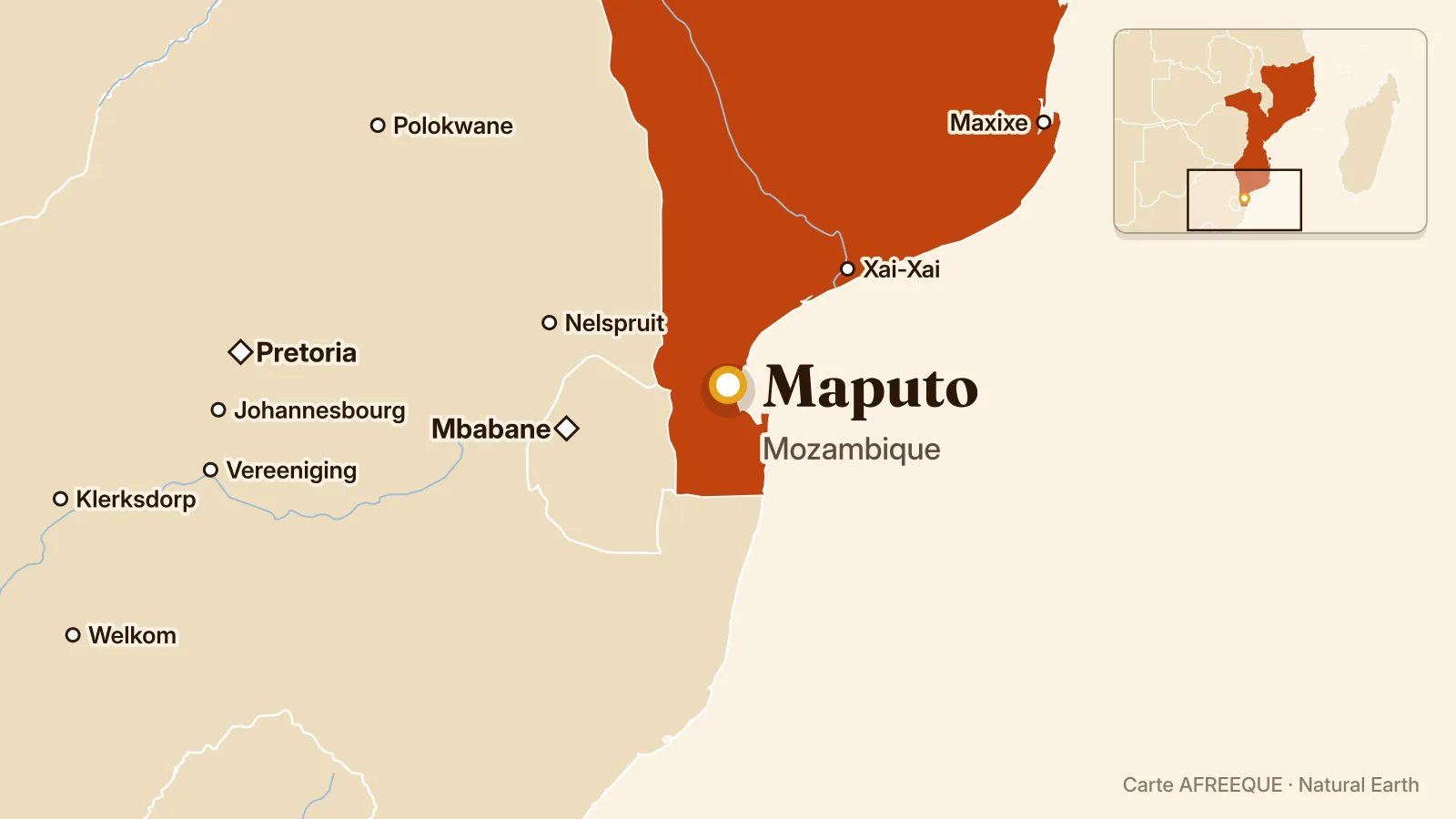 Carte : Maputo, Mozambique