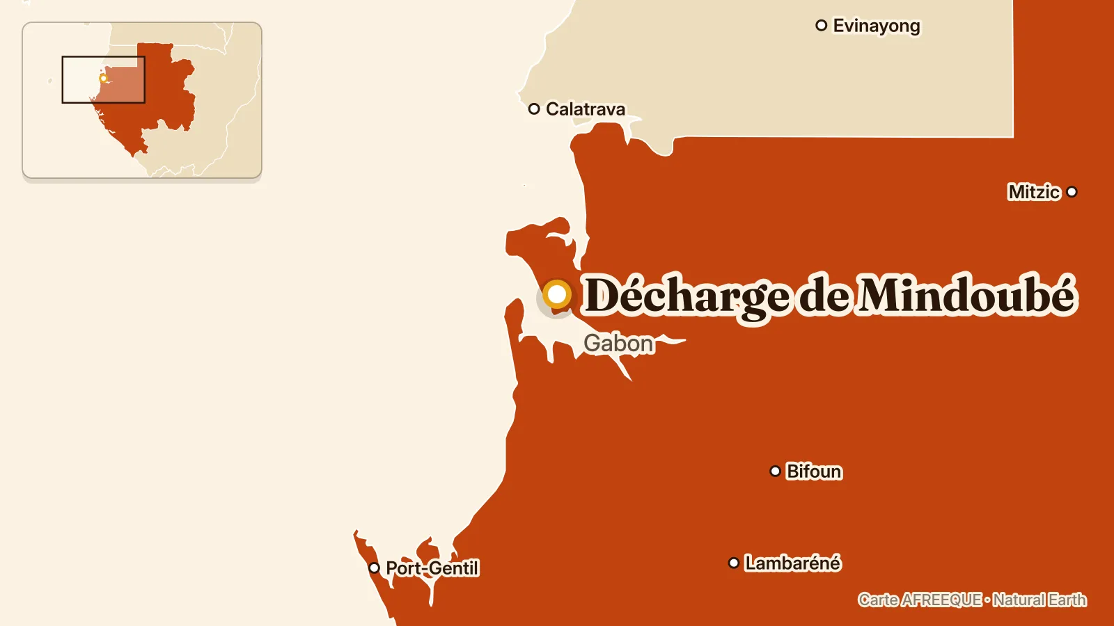 Carte : Décharge de Mindoubé, Gabon
