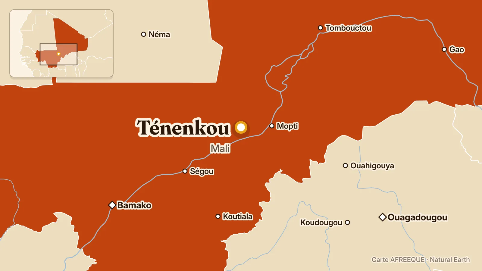 Carte : Ténenkou, Mali