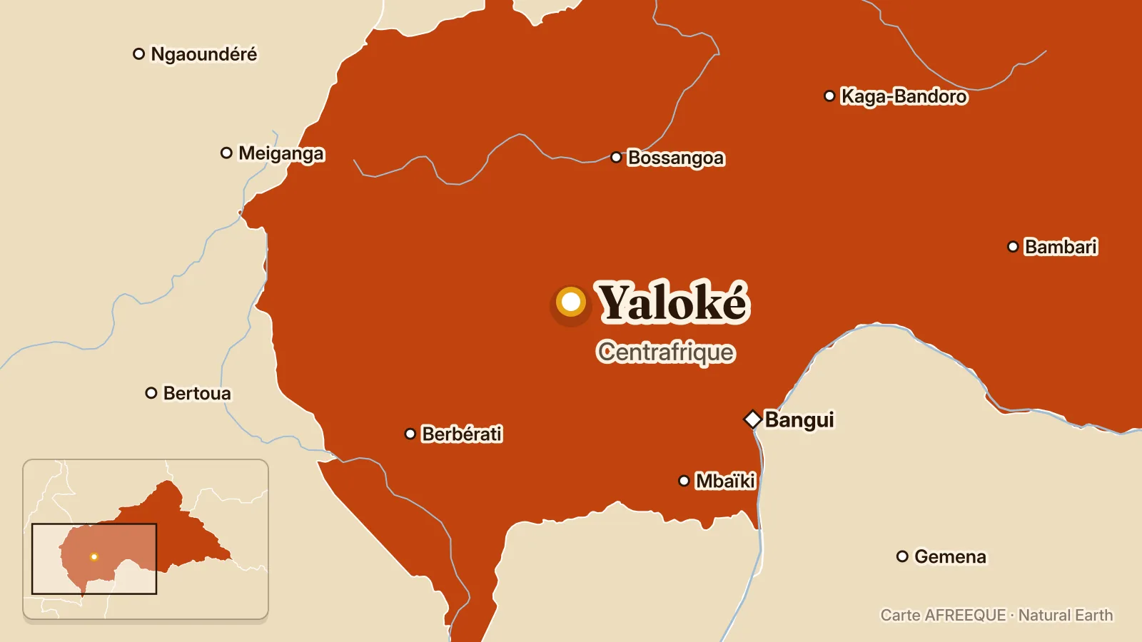 Carte : Yaloké, Centrafrique
