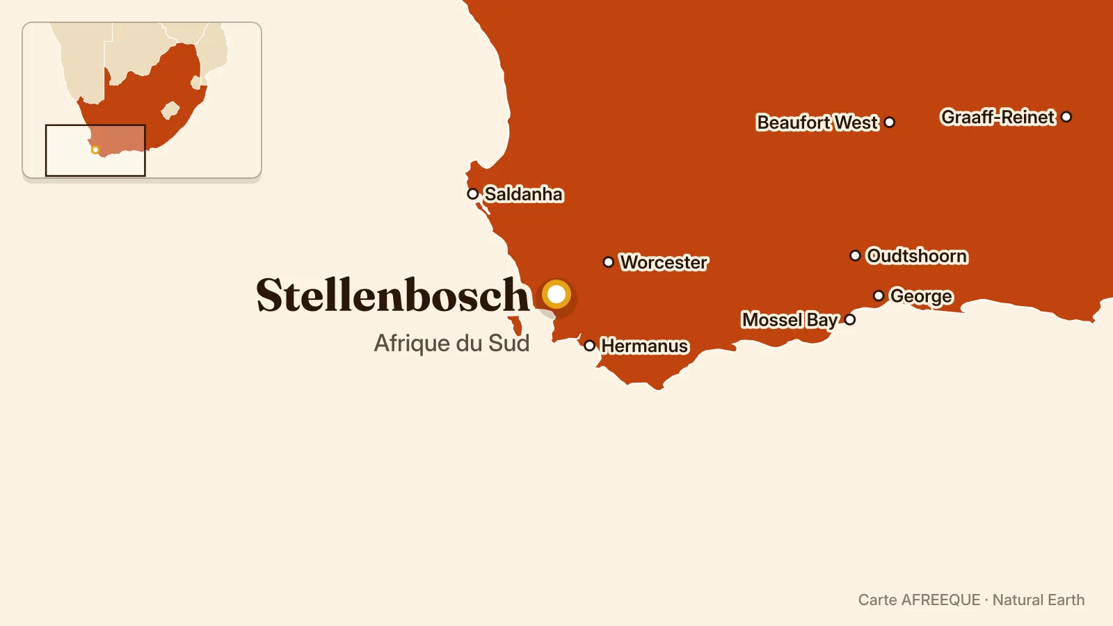 Carte : Stellenbosch, Afrique du Sud