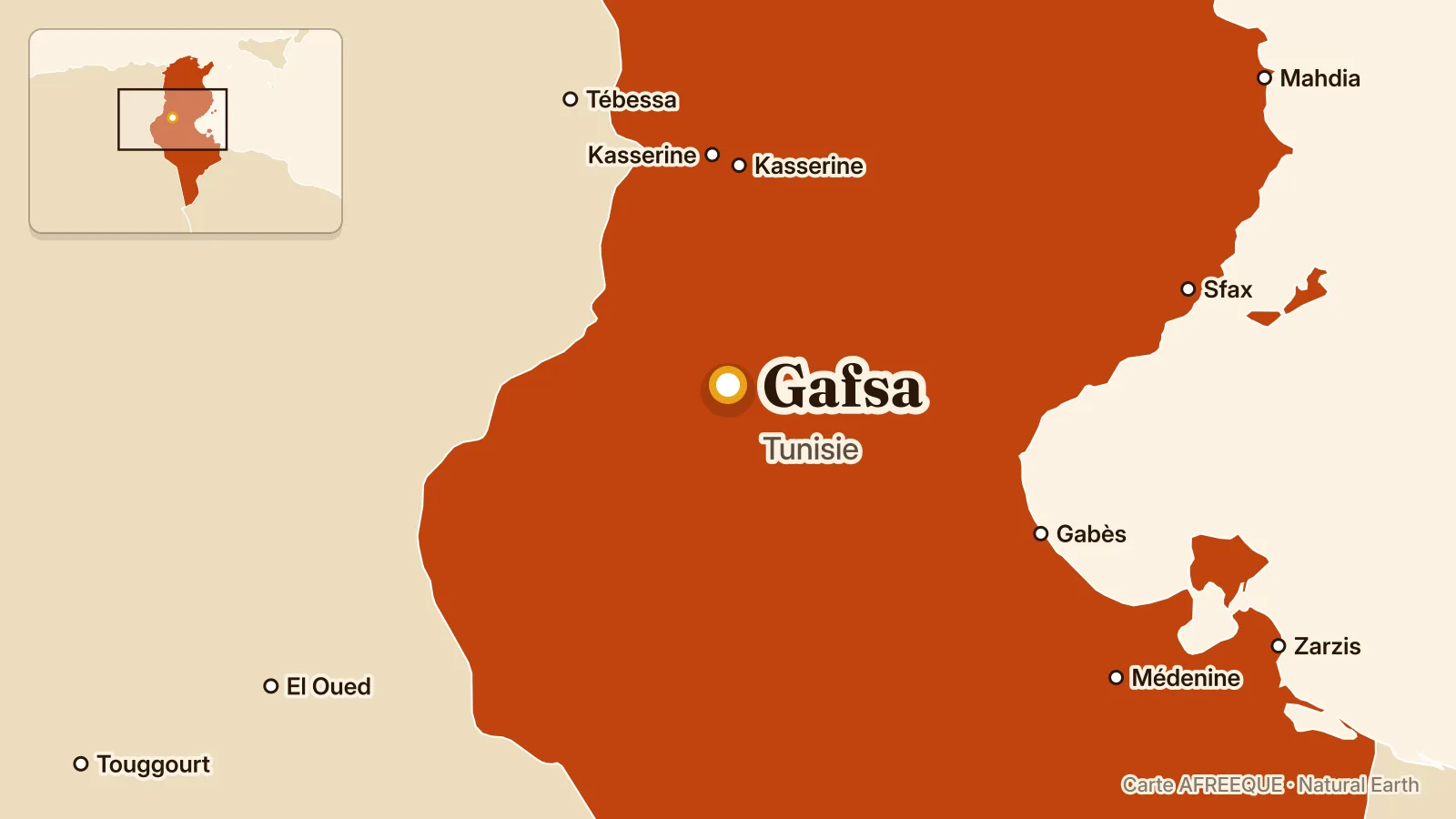 Carte : Gafsa, Tunisie