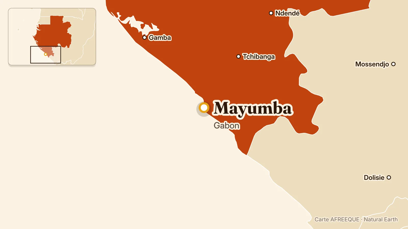 Carte : Mayumba, Gabon