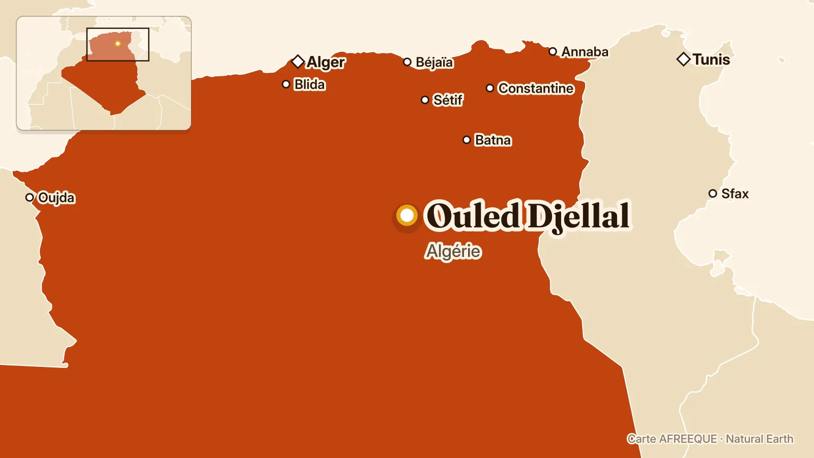 Carte : Ouled Djellal, Algérie