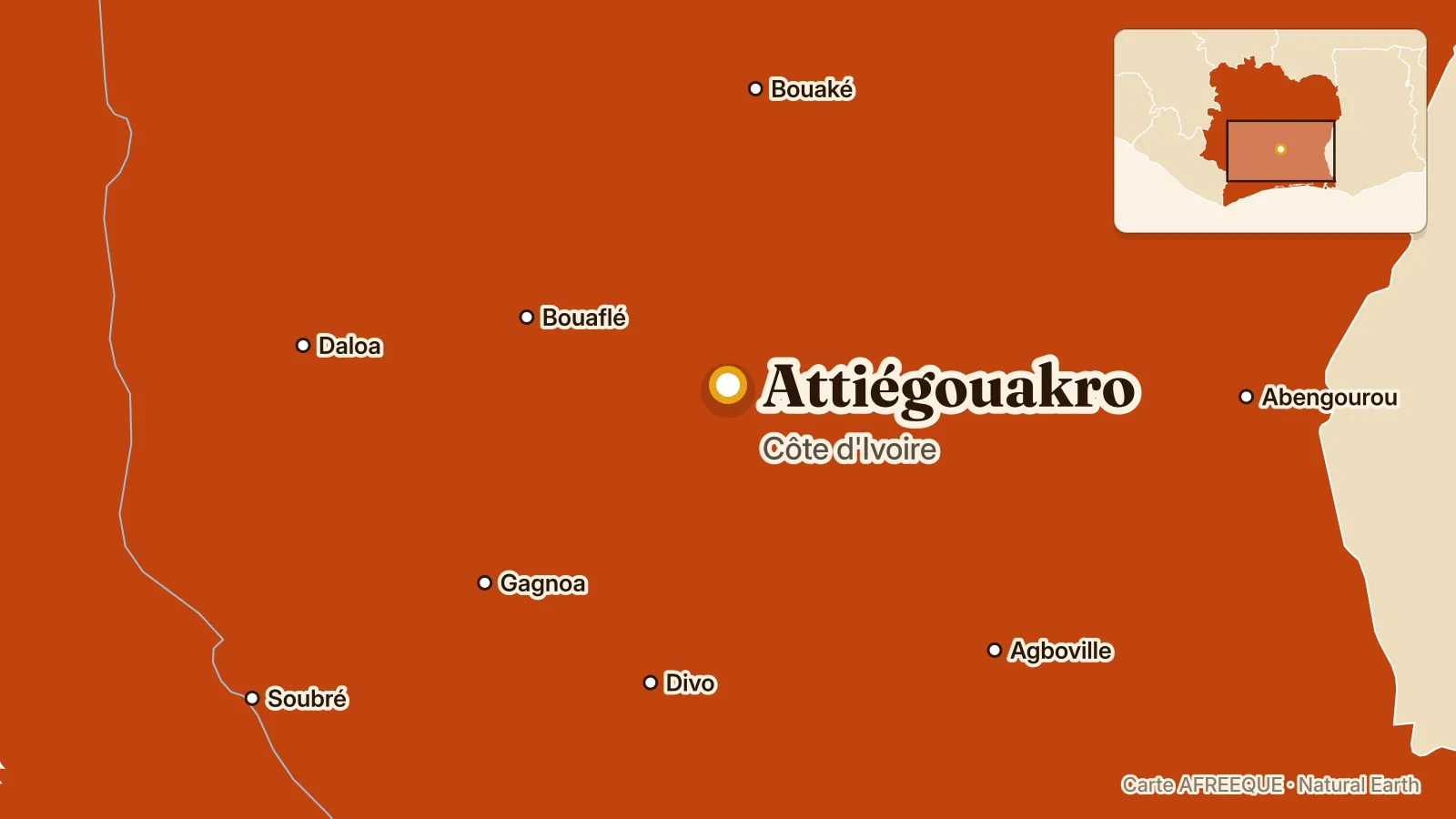 Carte : Attiégouakro, Côte d'Ivoire