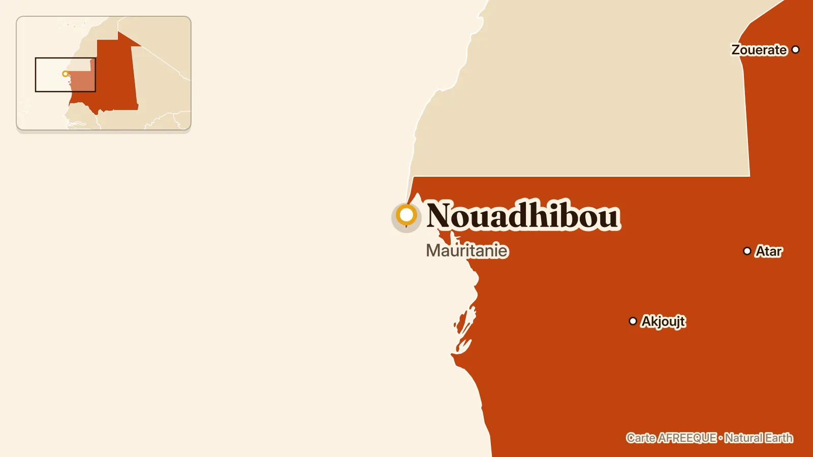 Carte : Nouadhibou, Mauritanie