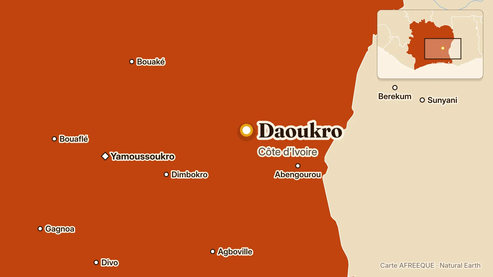 Carte : Daoukro, Côte d'Ivoire