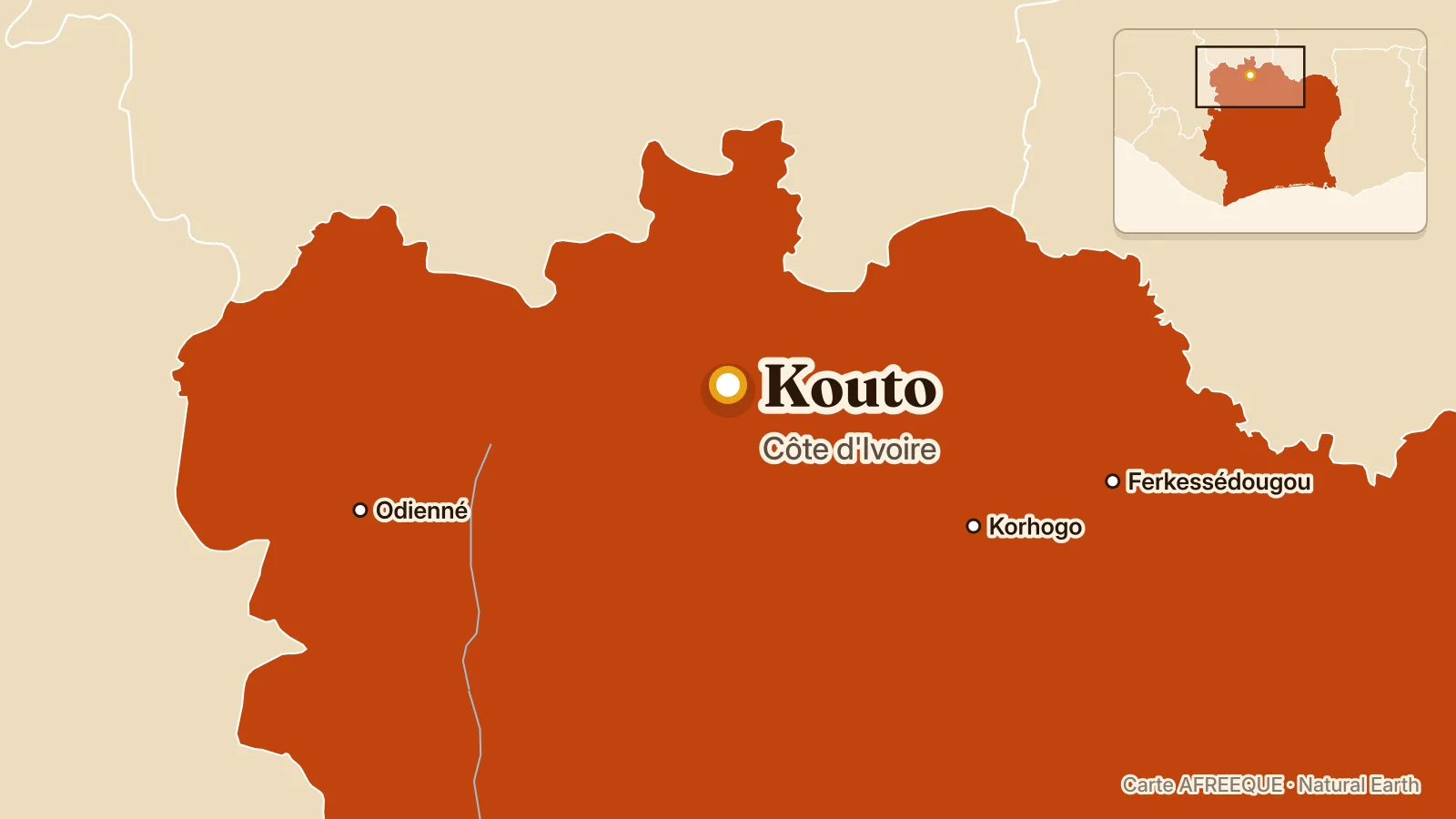 Carte : Kouto, Côte d'Ivoire