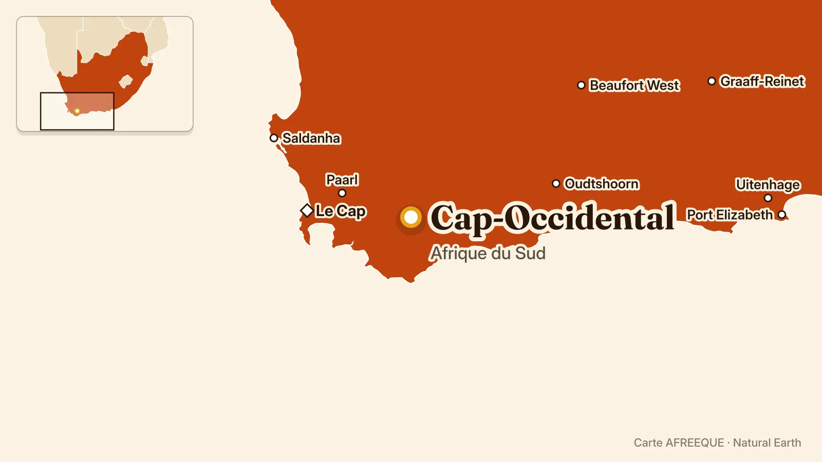 Carte : Cap-Occidental, Afrique du Sud