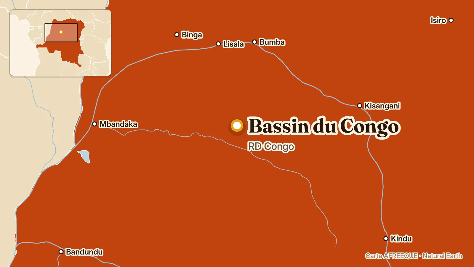 Carte : Bassin du Congo, RD Congo