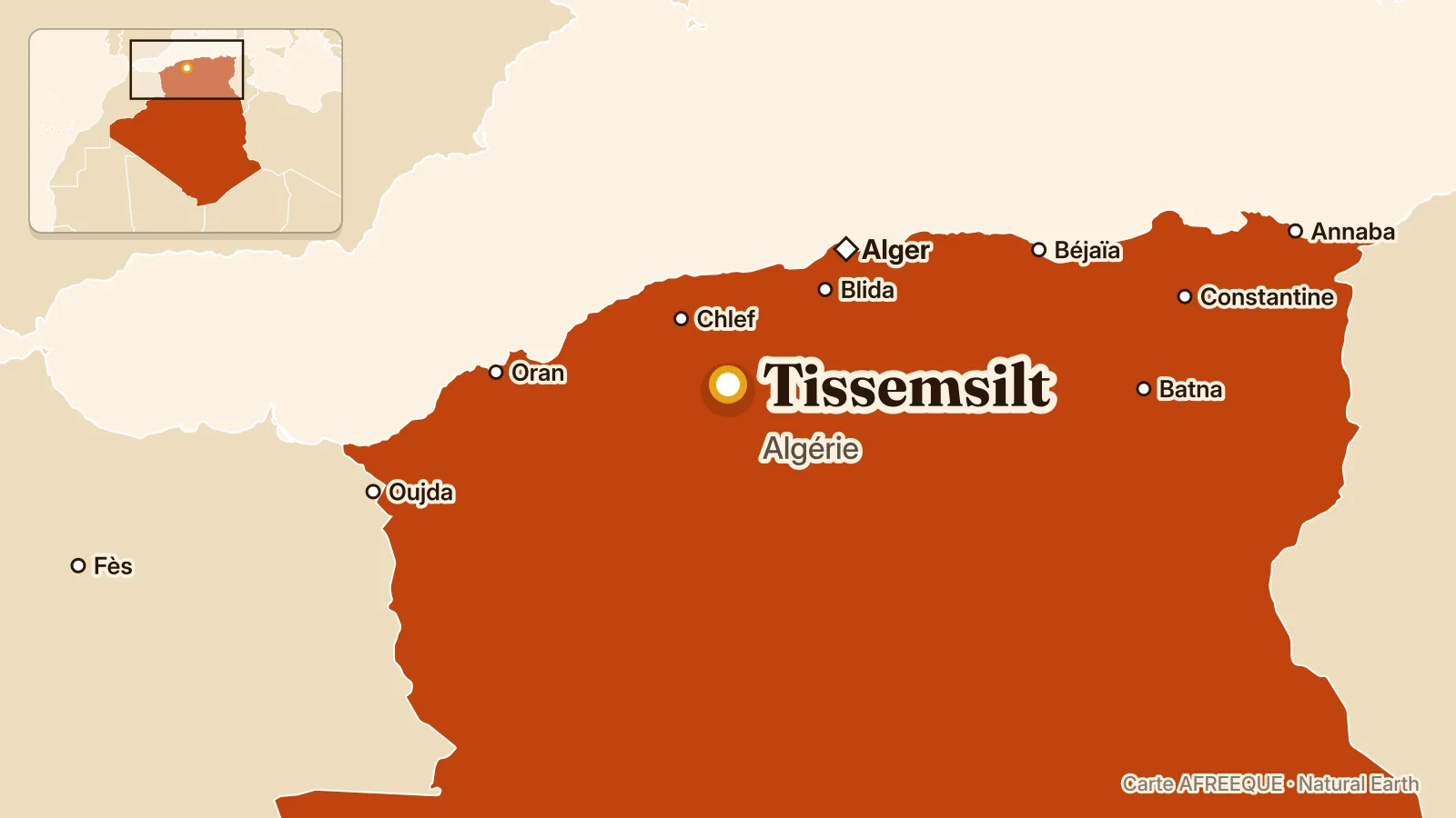 Carte : Tissemsilt, Algérie
