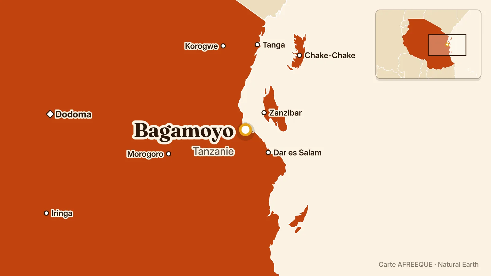 Carte : Bagamoyo, Tanzanie