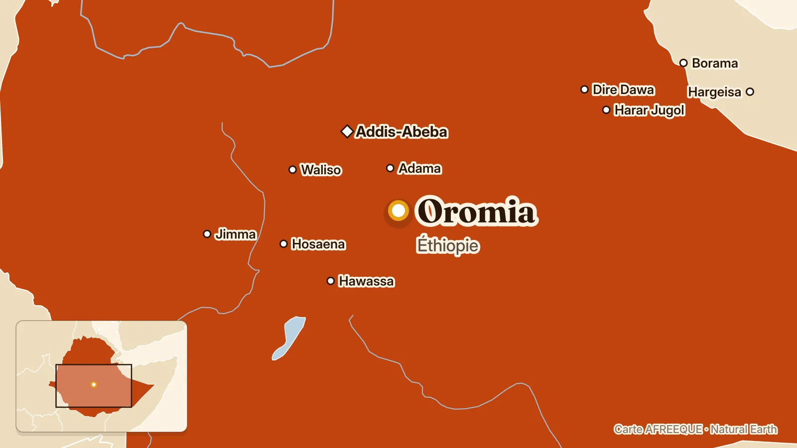 Carte : Oromia, Éthiopie