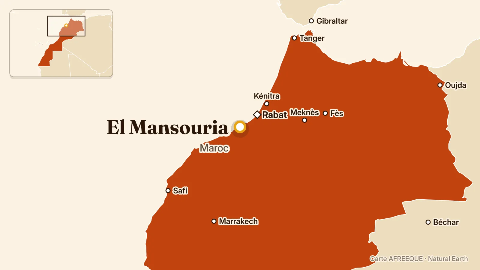 Carte : El Mansouria, Maroc