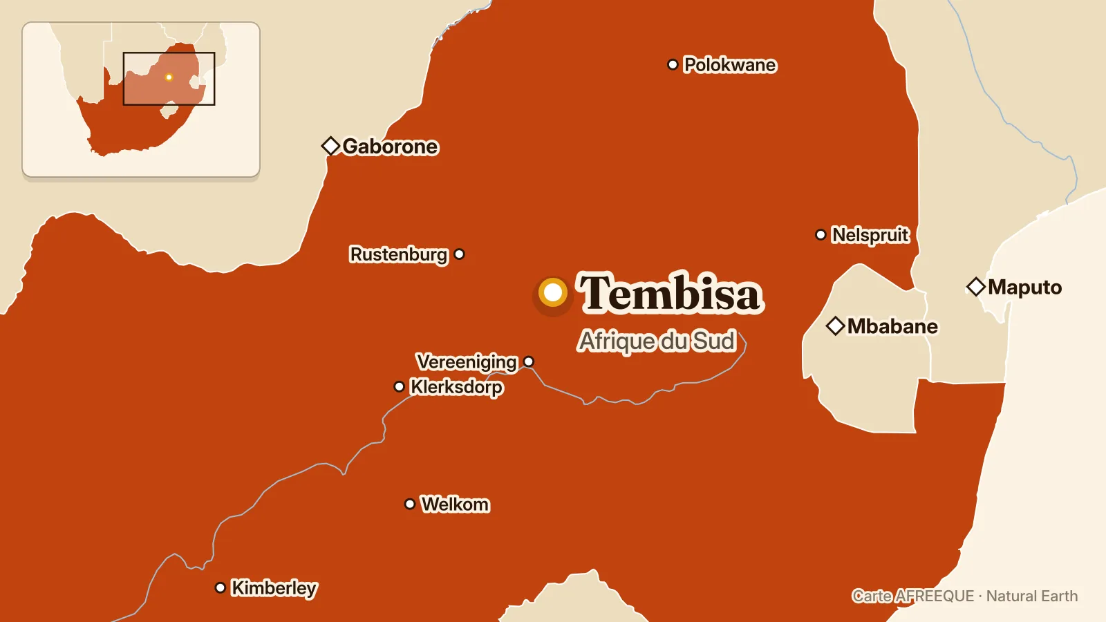 Carte : Tembisa, Afrique du Sud