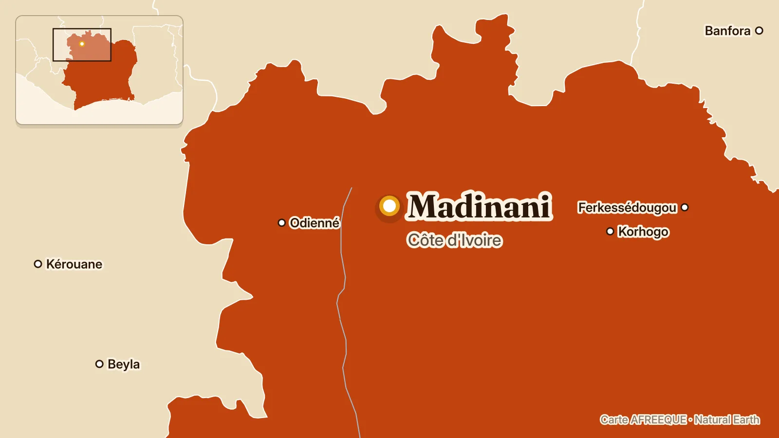 Carte : Madinani, Côte d'Ivoire