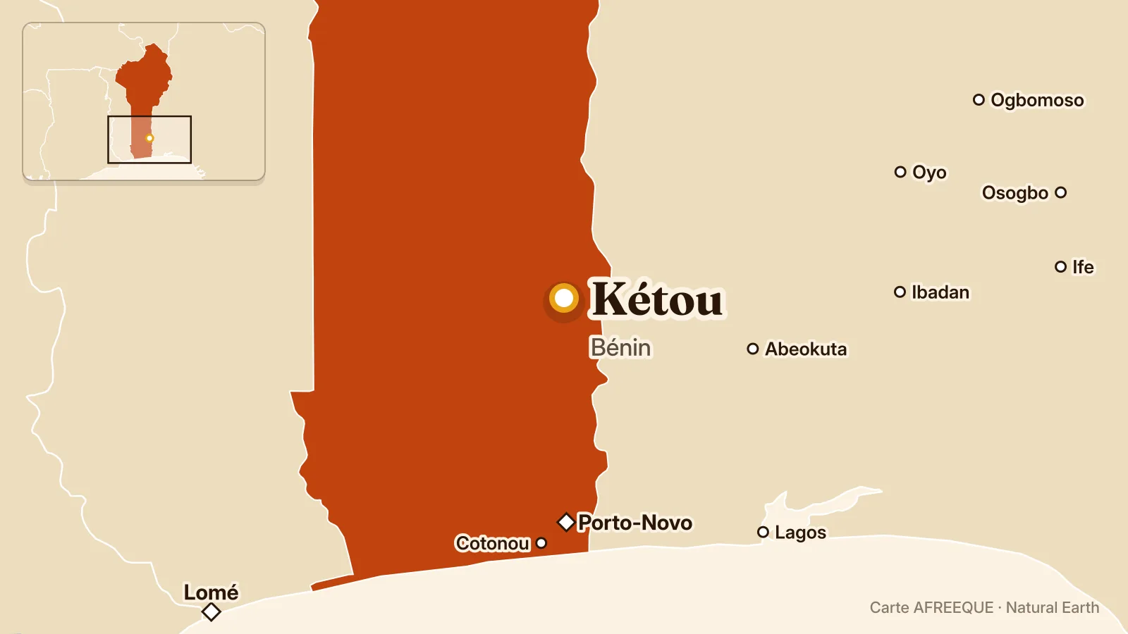 Carte : Kétou, Bénin