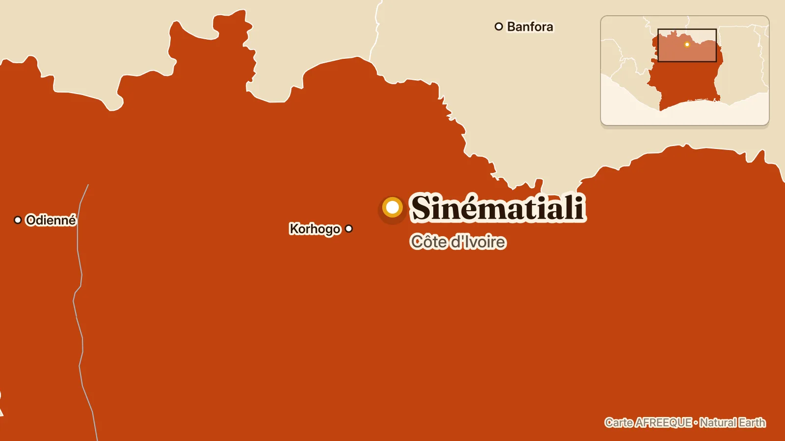 Carte : Sinématiali, Côte d'Ivoire